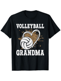 Men's T-Shirt Volleyball Grandma With Glittering Heart And Energetic Volleyball Graphic