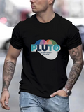 Men's T-Shirt Pluto Text Overlapping Circles With Subtle Retro Color Overlays Planet