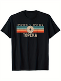 Men's T-Shirt Topeka With Vintage Sunset Stripes And Central Compass Graphic