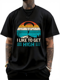 Men's T-Shirt I Like To Get High Retro Sunset With Paragliding Adventure Person