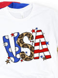 Men's T-Shirt Stars And Stripes With Animal Pattern Letters Usa