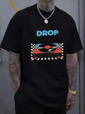 Men's T-Shirt Drop Vibrant Checkered Turntable With Dancing Vinyl Record