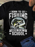 Men's T-Shirt Born To Go Fishing Under Dramatic Sky And Splashing River Fish