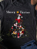 Men's T-Shirt Merry Christmas Festive Dogs Stacked As Christmas Tree With Holiday Ornaments