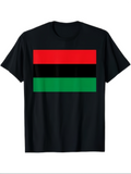 Men's T-Shirt Bold Red Black And Green Stripes Against Deep Solid Black T Shirt