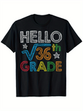 Men's T-Shirt Hello Colorful Chalk Letters With Stars And Math Graphics Grade