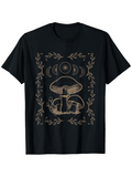 Men's T-Shirt Moon Phases Surrounded By Leaves Magical Forest Mushroom