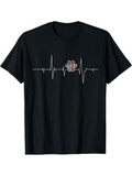 Men's T-Shirt Heartbeat Line With Barbell And Red Accents Fitness Symbol