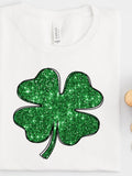 Men's T-Shirt Sparkling Green Glitter Texture Lucky Four Leaf Clover