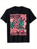 Men's T-Shirt Howdy Third Grade Vibrant Desert Flowers Cactus And Western Boot