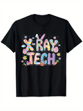 Men's T-Shirt Colorful Pastel Flowers Around X Ray Tech Letters