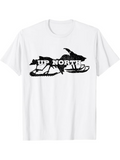 Men's T-Shirt Up North Black Animal Silhouette Beside Snowy Wilderness Sled In Winter Wolf