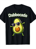 Men's T-Shirt Dabbocado Cartoon Avocado Dancing With Cool Sunglasses Under Neon Letters