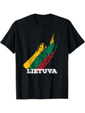 Men's T-Shirt Lietuva Stylized Brush Strokes With Faded Basketball Motif