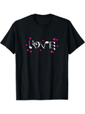 Men's T-Shirt Love Pink Hearts And Dotted Lines Scattered Around Word Art