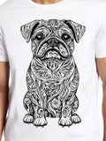 Men's T-Shirt Intricate Swirling Ornamental Lines With Detailed Patterned Sitting Pug