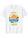 Men's T-Shirt Negril Jamaica Vibrant Sunset Beach With Palm Tree And Calm Blue Ocean