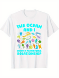 Men's T-Shirt The Ocean And I Have A Planktonic Relationship With Colorful Oceanic Creatures Floating Around Plankton