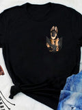 Men's T-Shirt Adorable Puppys Face Peeking Out Of A Shirt Pocket Dog