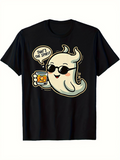 Men's T-Shirt Thats The Spirit Smiling Cartoon Ghost With Sunglasses Holding Drink