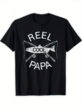 Men's T-Shirt Reel Cool Papa With Crossed Fishing Rods And Large Detailed Fish