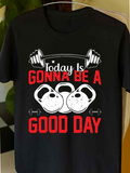 Men's T-Shirt Today Is Gonna Be A Good Day With Gym Weights And Barbells