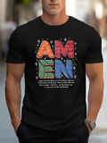Men's T-Shirt Amen Typography With Rainbow Colors And Sparkling Bright Accents Amen