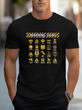 Men's T-Shirt Warning Signs Graphic With Caution Symbols And Safety Hazard Icons T Shirt