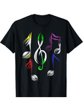 Men's T-Shirt Colorful Shining Abstract Pattern Featuring Musical Symbols Treble Clef Note