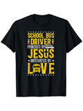 Men's T-Shirt School Bus Driver Motivated By Love With Road And Traffic Light Graphics Bus