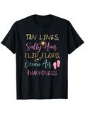 Men's T-Shirt Tan Lines Salty Hair Flip Flops Ocean Air Happiness With Summer Icons