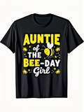 Men's T-Shirt Auntie Of The Bee Day Girl Surrounded By Cheerful Yellow Bees T Shirt