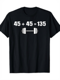 Men's T-Shirt Numbers Equation And Barbell Design On A Soft Black Cotton T Shirt