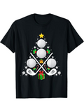 Men's T-Shirt Christmas Tree With Golf Balls And Holiday Snowflake Design