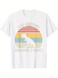 Men's T-Shirt I Like Dinosaurs With Retro Stripes And Silhouette Tyrannosaurus Dinosaur
