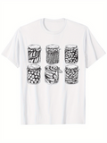 Men's T-Shirt Hand Drawn Style Preserved Vegetables Jars On White Cotton T Shirt