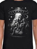 Men's T-Shirt Mysterious Night Scene With Bigfoot Alien Ufo And Cosmic Skies