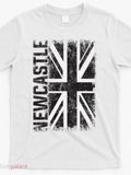 Men's T-Shirt Newcastle Distressed Grunge Union Jack Flag With Worn Texture