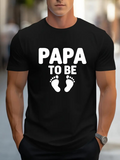 Men's T-Shirt Papa To Be Playful Typography With Baby Footprints Black Shirt