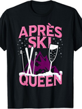 Men's T-Shirt Apres Ski Queen Sparkling Snowy Night With Purple Mountains And Ski Poles