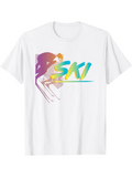 Men's T-Shirt Retro Neon Gradient Lines With Speed Motion Skiing Athlete