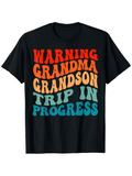 Men's T-Shirt Warning Grandma Grandson Trip In Progress Retro Colorful Text Design T Shirt