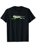 Men's T-Shirt Calm Green Lizard With Soft Shaded Limbs Crawling Gently On Black Background Lizard