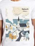 Women's T-Shirt Reykjavik Iceland Winter Village With Snow Covered Houses And Church