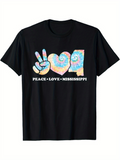 Men's T-Shirt Peace Love Mississippi Tie Dye Icons Over Black T Shirt