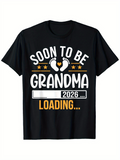 Men's T-Shirt Soon To Be Grandma Loading Bar With Baby Footprints And Stars