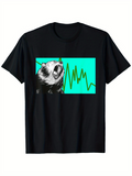 Men's T-Shirt Vibrant Green Soundwave Over Roaring Bear Graphic Illustration
