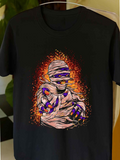 Men's T-Shirt Fiery Wrapping Bandages With Glowing Lights Around Mummy