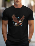 Men's T-Shirt Flying American Eagle Carrying Football Among Dynamic Motion Streaks Stars And Circles