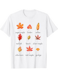 Men's T-Shirt Colorful Autumn Leaves Collection Featuring Maple Oak Ginkgo And Beech Leaves